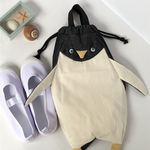 ペンギン巾着バック　ブラックデニム