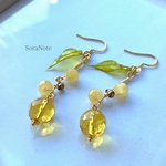 天然シトリンの《ハニーな木の実》ピアス/イヤリング＊イエロー＊クリア