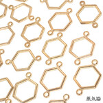 【コネクター】六角形 空枠チャーム ゴールド 20個【ピアスパーツ】