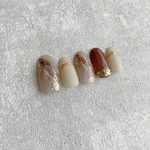 ネイルチップ　ペディチップ　ニュアンスネイル　キレイめニュアンス　秋ネイル　ブラウンネイル