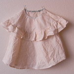 再販　LINEN サークルフリルチュニック *オフホワイト*　size80　