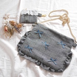blue✵グレンチェックのフリルショルダーバッグ