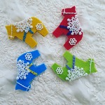 北欧 ダーラナホース刺繍とレースのブローチ  黄