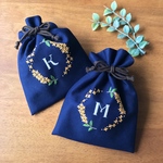 金木犀とイニシャル刺繍巾着🧡【K】