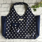再販★ナイロンエコバッグ　ドット柄(ネイビー×ネイビー)Lサイズ