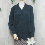 カーディガン　ウール100％手編みなのに安価　ゆったりサイズ　KS089