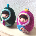 [再販]kororinお雛様　濃いグリーン&パープル　