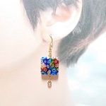 （送料無料）ミッレフィオーリビーズピアス　※マスクチャーム・イヤリン・に変更可能