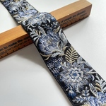 約5.5cm幅/刺繍リボン/シルク調/黒/青刺繍/花刺繍