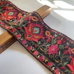 約10cm幅/刺繍リボン/シルク調/黒/幅広
