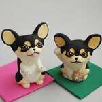 maron-go様ご予約品(招き犬・犬のペン置き・ロングコートチワワ)
