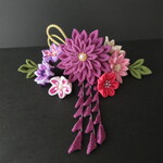 成人式髪飾り　✲剣寿菊✲《紫》１１点セット　アレンジ自在♡　つまみ細工　卒業式　七五三　和装