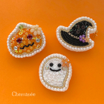 ビーズ刺繍♡ハロウィンのブローチセット