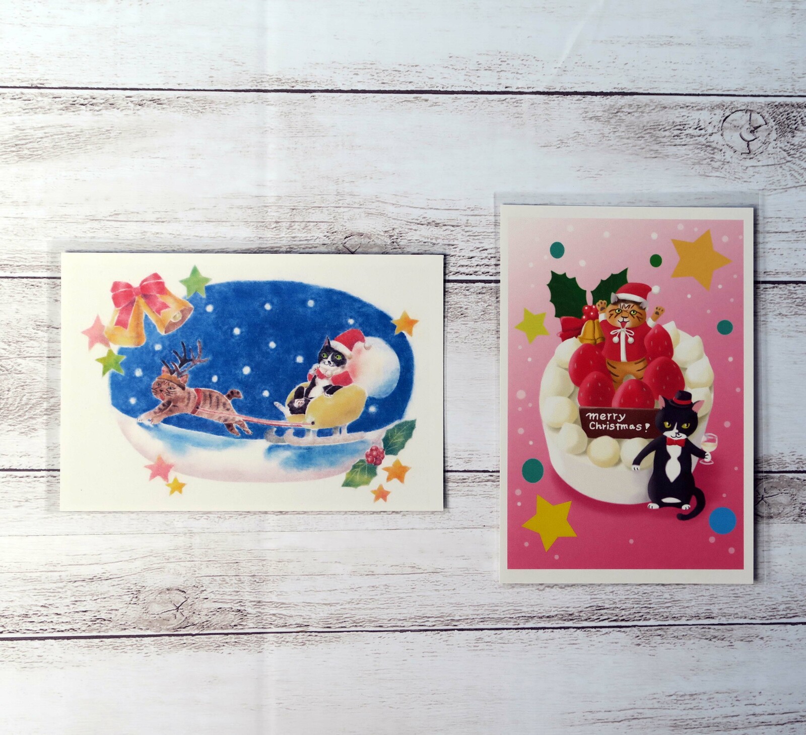 色鉛筆画 A4.ハチワレ猫 サンタ.2 送料 無料 通販ホビー・楽器・アート - 色鉛筆画 A4.ハチワレ猫
