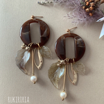 RUKIRIRIA #618 ブラウンリーフピアス  大ぶりピアス 大ぶりイヤリング 
