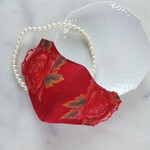 ＊New＊深紅のバラ刺繍が美しいレースマスク