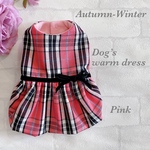 犬の洋服✨ノバチェック×フリース 犬用暖かワンピース ピンク わんこ服　犬服
