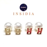 HPEARLピアス ストーン レッド イヤリング 樹脂イヤリング 樹脂ピアス アレルギー対応 プレゼント シンプル ギフト  INSIDIA.NO.010