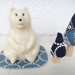 しろくま貯金箱　ミナペルホネン　タンバリン　マット&ツリー　ハンドメイド