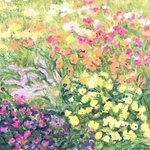油絵　原画　オリジナル　「Flower garden10」 送料無料