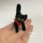 ミニチュア モールアート 黒 猫ちゃん テディベア モールベア Tamubear