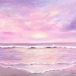 油絵　原画　オリジナル　「 Pink sapphire 」 送料無料