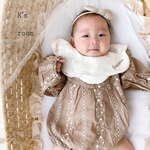 【お名前刺繍】360°花びらスタイ3  リボンbib♡*゜ベビースタイ　ふんわりガーゼ リボン お洒落 柔らかガーゼ リバーシブル 
