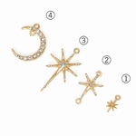 星チャーム スター 八芒星 月 アクセサリーパーツ ハンドメイド  両カン ストーン 2個