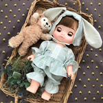 お人形 ハンドメイド服＊春色セットアップ うさみみボンネットセット
