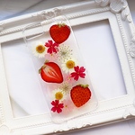 いちご ノースポール 押し花iPhoneケース 押しフルーツiPhoneケース 押し花スマホケース 押し花ケース 押し花 押しフルーツスマホケース 押し花 スマホ