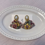 パールカボション　刺繍リボンピアス