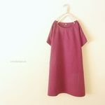 *受注製作*　あかむらさき。ハーフリネンのポンチョ。【М】・【Ｌ】