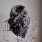 男女フリー☆彡天然の水牛製のボタンのgradationの鹿の子編み＆rib縄編みのCowl Neck Warmer