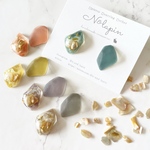 鉱石レジンのアシンメトリーピアス/イヤリング【Mサイズ】