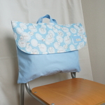 こだわりスリットの防災頭巾カバー背もたれ・ビションフリーゼ・水色・48センチ