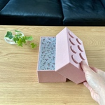 ブロックボックス〜おもちゃみたいな布箱〜　 C&Sストロベリークリーム＋リバティ“Floating Flora”