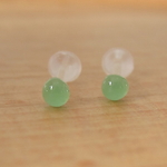 樹脂ポスト【グリーンアベンチュリン小粒3mm】小さめシンプル一粒ピアス  アレルギー対応