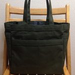 「ボックストート」太糸アクセント帆布トートバッグ モスグリーン」倉敷帆布8号