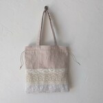 SALE　アンティークレース*リネン*トートバッグ*巾着*a
