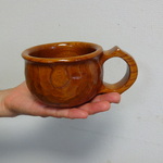 本ケヤキの一木彫りコーヒーカップ　