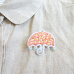 お花傘 刺繍ブローチ(ピンク)