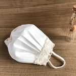 不織布カバーマスク　ベージュ麻混レース