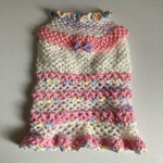 犬服　手編み　ピンク　白　紫　リボン