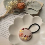 秋*ハロウィン　刺繍ヘアゴム　くるみボタン38mm
