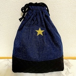 ワンポイント刺繍のお着替え袋【デニム×星】