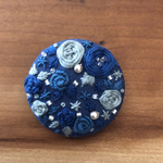 ビーズ刺繍くるみボタン（ヘアゴム\ブローチ）