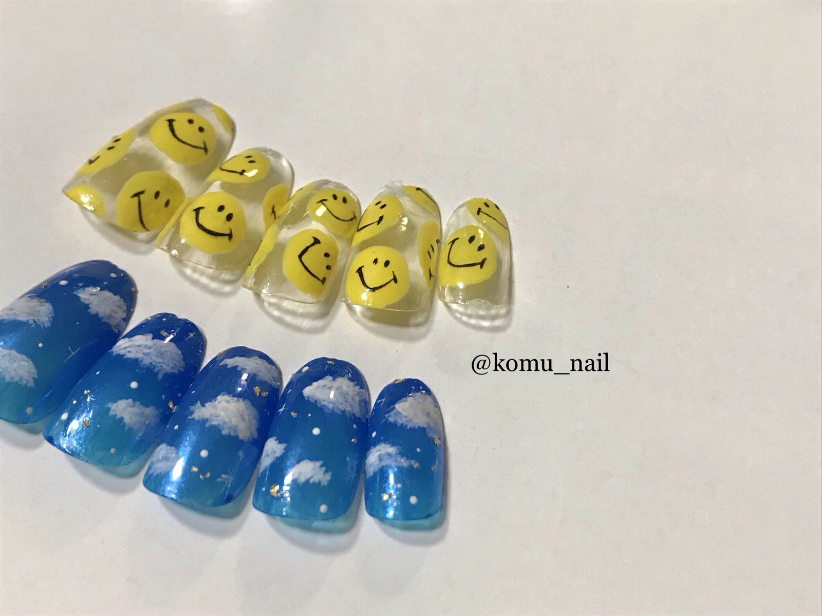 ◎ スマイル 雲 個性派 個性派ネイル 青空 ニコちゃん オーロラ クリア