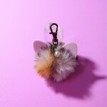 【再販】猫耳 レオパード フェイクファーと淡水パールのチャーム(ピンク)