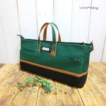【ly様専用】№1362 倉敷帆布フルートバッグ＊ダークグリーン×キャメル×ブラック