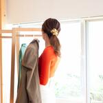 彩る咲き編みヘアゴム｜柿